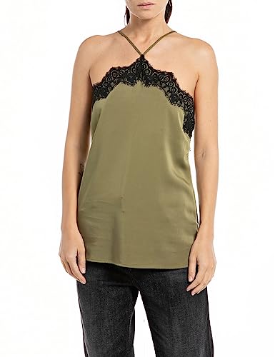 Blouse Replay W2120 en satin de tencel fluide et elegant pour femme