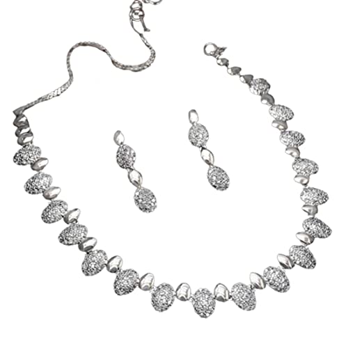 Image of KOLLAM SUPREME SIMPLE OVAL SHAPE ZIRCON NECKLACE SET FOR WOMEN