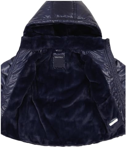 Image of Nautica Girls' Heavyweight Hooded Winter Puffer Coat With Full Length Zipper