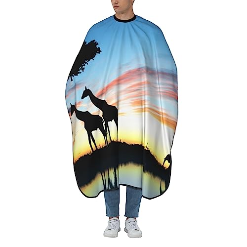 Cape de coiffure tablier de coiffure blanc imperméable réglable taille unique motif girafe