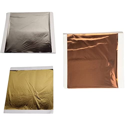 300 Sheets 8X8CM Gold Silver Copper Foil Sheets for Crafts Resin, Gilding, Framing, Nail Art, Craft Supplies - Gold Leaf