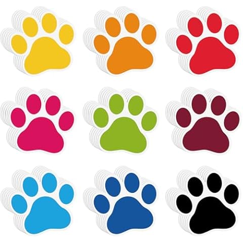 Geyee 108 Pcs Paw Prints Cutouts Paw Bulletin Board Decorations 3.2'' x 3.5'' Mini Colorful Paper Paw Cutouts for Kids Educational School Classroom Craft Wall Decor Party Favor Supplies Cover