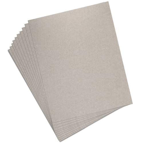 JNENERY 10 Chipboard Sheets 8.5 x 11", 22pt Book Board for Bookbinding, Cardboard for Crafts, Thick Chipboard and Sturdy Kraft Board Thin Cardboard Sheets for DIY Projects, Packaging (Gray)
