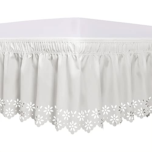 Obytex Wrap Around Bed Skirts, Elastic Dust Ruffle Silky Soft & Wrinkle Free Classic Stylish Look In Your Bedroom (Twin/Full-14'' Drop, White) #TOP21