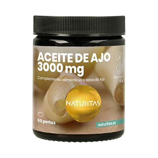 Aceite de Ajo 3000 mg 60 Perlas Naturitas Essentials | No tiene olor a ajo | Sin gluten | Sin lactosa