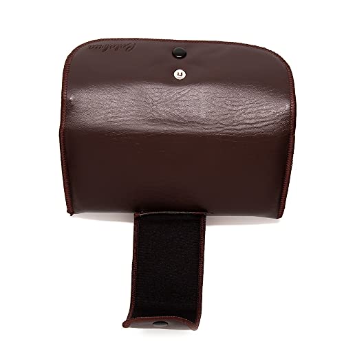 Image of Calabria Double Snap Belt Loop Eyeglass Case PU Leather Brown Old School Vintage Eye Glasses Pouch Semi-Hard Sunglass Holder