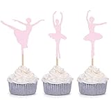 Giuffi 24 Counts Pink Ballerina Cupcake Toppers Ballet Girl Baby Shower Birthday Party Decorations Picks ...