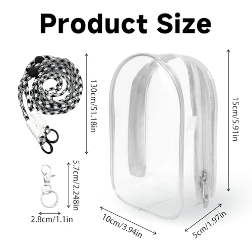 Image of Clear Figure Display Bag with Keychain and Lanyard, Protective Doll Case, 15cm /5.91in Crossbody Doll Storage Bag