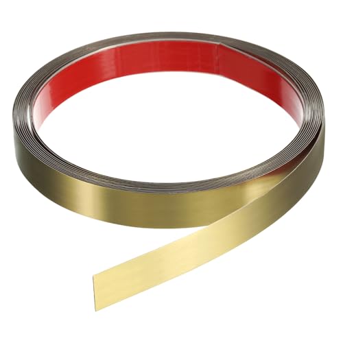 QUARKZMAN 16.4ft x 0.79' Profilatura Parete Adesiva Moldatura Cornice, Autoadesivo Acciaio Inossidabile Finitura a Specchio Striscia metallico Profilatura per Mobile Piastrella, Dorato