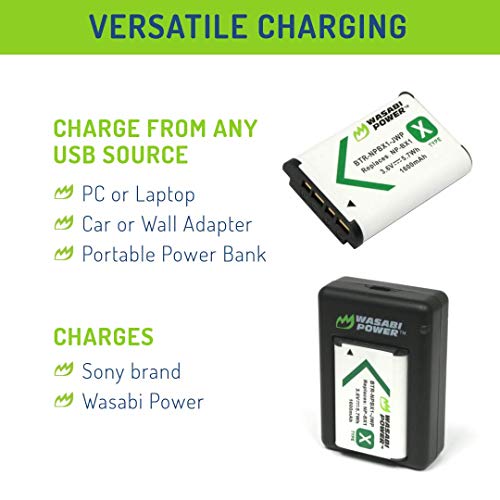 Wasabi Power Battery (2-Pack) and Dual Charger for Sony NP-BX1