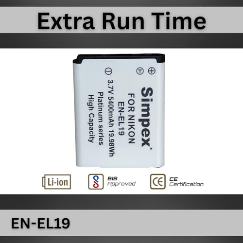 Image of SIMPEX EN-EL19 Lithium Ion Rechargable Camera Battery for Nikon Camera