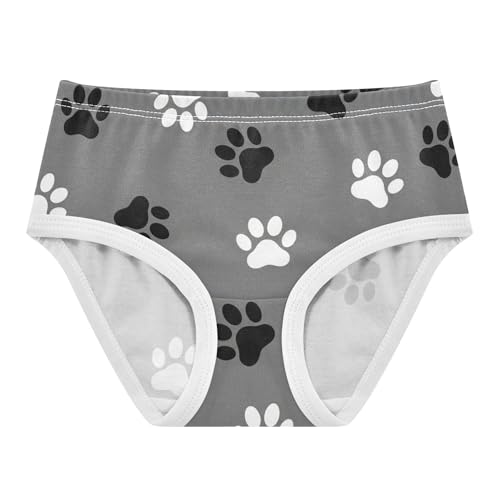 Toddler Underwear Floral 2t Cotton Girl Panties Cute Fun Briefs Kids Undies Black White Dog Paw Gray