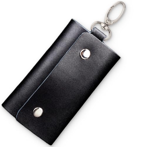 COYUN 1 Pcs Estuches de Llave, Funda de Cuero de PU para Llaves, Portátil Organizador Llaves, Funda de Cuero para Llave de Coche, Portallaves de Piel, para Varias Llaves de Coche o Moto, Negro