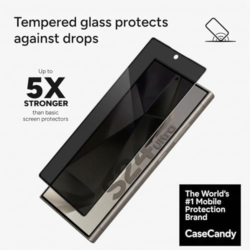 Image of Casecandy - [Pack 2 Privacy Tempered Glass Screen Protector for Samsung S24 Ultra | Privacy Tempered Glass Guard Samsung S24 Ultra - HD /Fingerprint Working