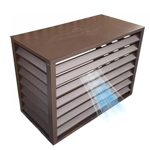 Recinzione per condizionatore d'aria da esterno con lamelle DesignAC a 45°, marrone, 1,5 P (100 x 50 x 70), resistente alle intemperie, durevole ed elegante, per unità HVAC