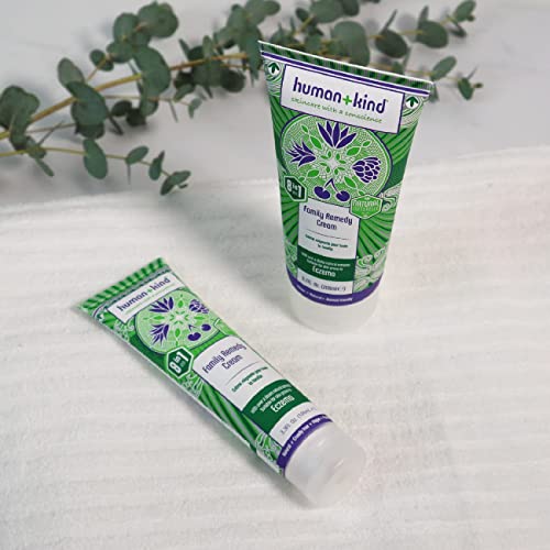 Human+Kind Family Remedy Cream - Smoothing, Healing Body Repair for Burn and Rash Soothing, Itch Relief, and Extremely Dry Skin Hydration - Emollient, Non Greasy Formula - For All Skin Types - 3.3 oz