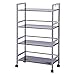SINGAYE 4-Tier Shelving Unit Kitchen rack Storage Cart with Easy Moving Wheels,Adjustable Microwave Storage Shelf Rolling Cart on square tube,55 lbs Weight Capacity, Silver