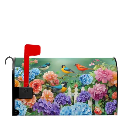 Image of Spring Watercolor Flowers Mailbox Covers Magnetic Spring Summer Welcome Outdoor Mailbox Cover Standard Size 21 inch X 25.5 inch Floral Holiday Mailbox Wrap Post Letter Box Cover Decor for Home Garden Yard