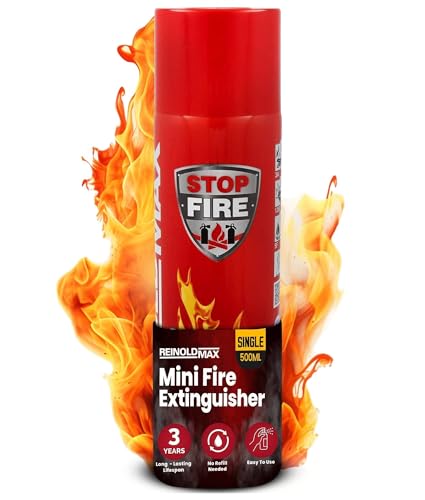 Pequeño Extintor para Casa | Mini Extintor Aerosol Todo en Uno para Cocina, Camping, Autocaravana, y Chimenea de ReinoldMax
