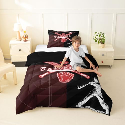 Image of Feelyou Baseball Theme Comforter Set Bedding Full Size for Kids