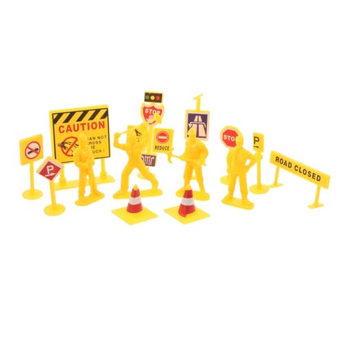 Operitacx 84 Piezas Señales de Tráfico para Mini Conos de Construcción y Barricadas Plásticas Resistentes para Decoración Temática y Juguete Educativo
