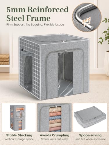 Rigid-Structured Cashmere Sweater Storage Box, 2 Pack, Gray - Image 4