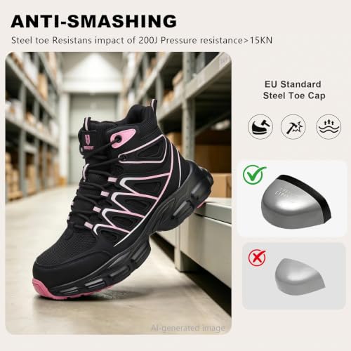 Image of Hogent Steel Toe Shoes for Men Women - Non Slip & Lightweight Work Shoes