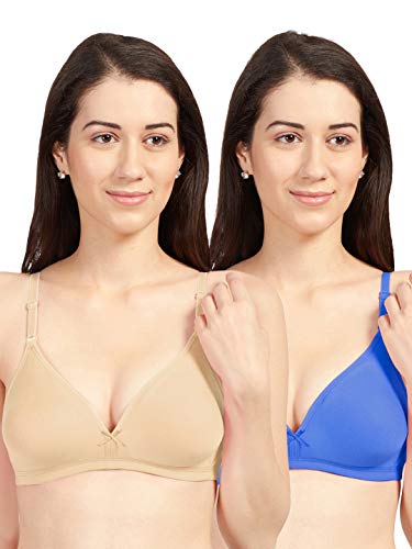 Image of SONARI Omania Womens Non-Padded Cotton Polyester Bras - Solid, Non-Wired, Medium Coverage, Hand Washable (Pack of 2)