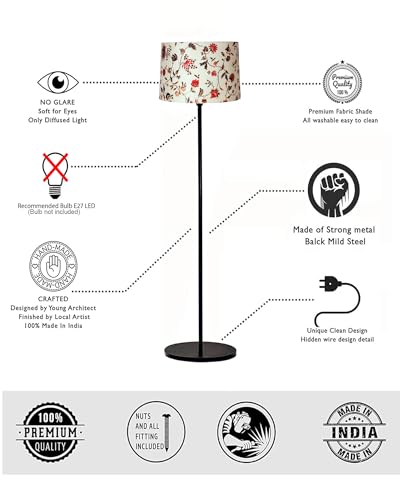 Image of Homesake Modern Floor Lamp for Living Room Traditional Farmhouse Boho Floor Lamp Mid-Century Pole Lamp with Linen Lamp Shade Modern Stand Corner Lamp for Living Room Bedroom Office,