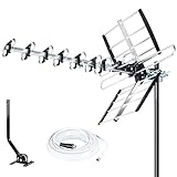 Five Star HDTV Antenna Upgraded 2025 Version VHF/UHF 4K 200 Miles Range with Antenna Splitter Support 4 Tvs & 40ft RG6 Cable, ATSC 3.0 Ready, Mounting Hardware Included