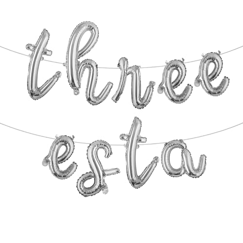 Three Esta 3rd Birthday Decorations Third Birthday Party Decoration Three Birthday Decorations Fiesta Birthday Party Decoration Cinco De Mayo Mexican Taco Party Decoration (L THREE ESTA Silver)