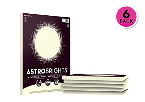 Astrobrights Colored Cardstock, 8.5\" x 11\", 65 lb/176 gsm, \"Cream\", 50 Sheets (Pack of 6) - 300 Sheets in Total (91518)