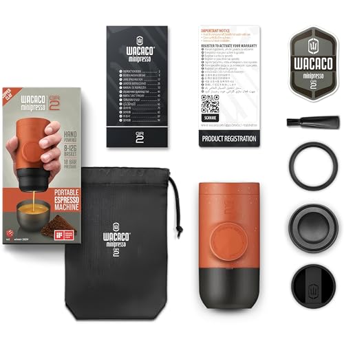 Image of WACACO Minipresso GR2, Portable Espresso Maker Compatible Ground Coffee, Espresso Machine 18 Bar Manually Operated (Copper Clay)
