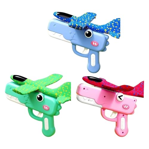 Générique Jouet Lanceur d'avion Dinosaure 3 Pièces, Ensemble De Jouets d'avion en Mousse, Avions Planeurs en Mousse, Jouets Catapulte, Jeu De Vol De Jardin en Plein Air pour