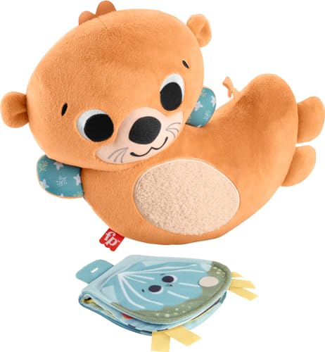 Image of FISHER-PRICE BABY Toy 2-in-1 Rockin' Tummy Time Otter Plush Sensory Activity with Soft Book for Newborn Play Ages 0+ Months