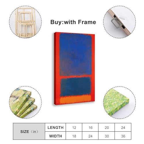 Impression toile Mark Rothko bleu orange rouge décoration murale bureau 30x45cm