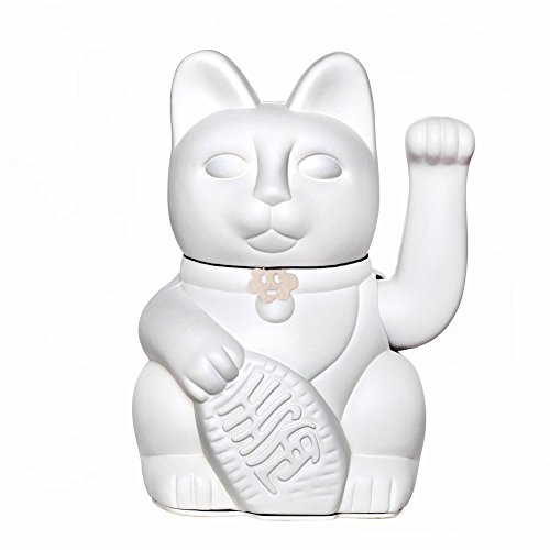 Gato de la Suerte chino - Lucky Cat - Maneki Neko. BLANCO, M (10x6x15cm)