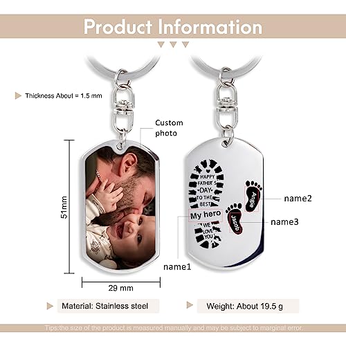 Custom Dad Keychain For Fathers Day Dad Gifts From Daughter Son Personalized Name/Photo Keychains For Daddy Husband #TOP1