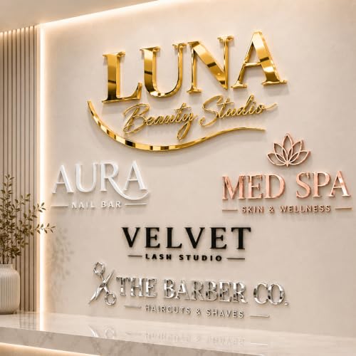 Image of Custom Acrylic Sign, Personalized Business Logo Name Sign, 3D Laser Cut Acrylic Letters, Custom Business Signage for Storefront, Salon, Bar, Office, Studio or Home Wall Decor