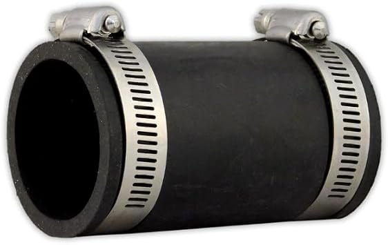 Flexible Rubber Coupling 1 Inch   Heavy-Duty Black Pipe Connector with Stainless Steel Clamps   Fits 1  PVC, ABS, Cast Iron & Copper Pipes   Leak-Proof, Easy Install, Plumbing Fitting