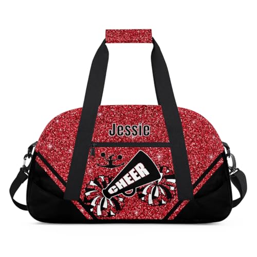 Red-Glitter-Cheer-Bag Glitter Print Cheerleading-Bag for-Girls-Cheerleaders Custom-Duffel-Bag Gym Bag with-Name