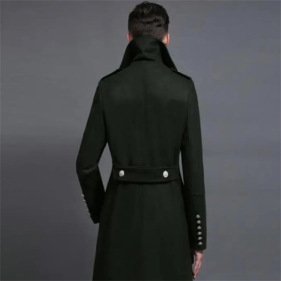 Men’S Double-Breasted Wool Coat – Military Style Cashmere Blend Pea Coat Thick Warm Slim Fit Winter Jacket