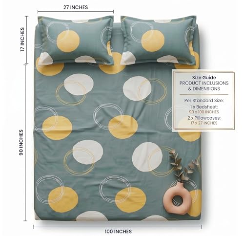 Image of HOMEKART 210 TC Premium Cotton Double Bed Bedsheet with 2 Pillow Covers | Double Bed Sheet Set | Soft, Breathable, Skin Friendly, Wrinkle Resistant & Fade Resistant |228 x 254 cm | Bedding for Home