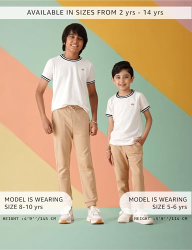 Image of Amazon Brand - Symbol Boys Cotton Rich Stretchable Knit Terry Track Pants Joggers | Age 2-14 Years