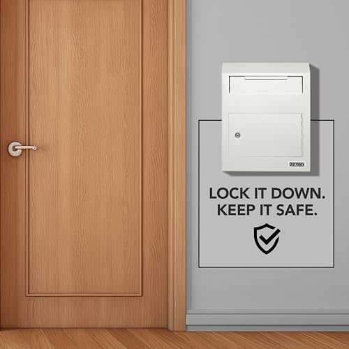 Image of Durabox Drop Box Deposit Safe 12 x 4 x 15 inch Heavy Duty Steel Wall Mount Mailbox for Mail, Letters, Checks, Keys, Cash and more for Home, Office & Commercial Use (W500) (Gray)