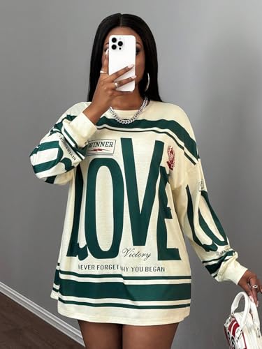 SOLY HUX Women's Retro Oversized T-Shirt Streetwear Long Sleeve Graphic Tees Printed Crewneck Tops4