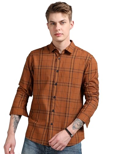 Image of StitchX Men's Full Sleeve Checkered Casual Spread Collar Cotton Shirt