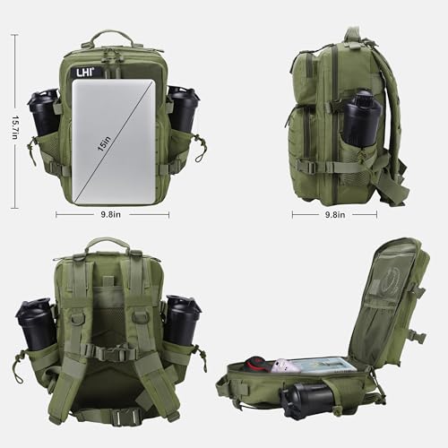 Image of LHI Tactical Military Backpack for Men 25L /45L Large Molle Army Assault Pack 3 Day Hiking Rucksack With Bottle Holder