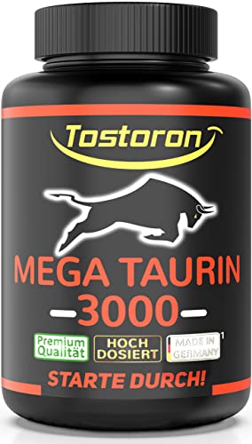 Tostoron MEGA TAURIN 3000 extra stark + hochdosiert - 120 Kapseln, kontrollierte Qualität, entwickelt + produziert in Deutschland¹, 1 Dose (1x104g) hol dir den TOSTORON HAMMER direkt nach Hause! Cover