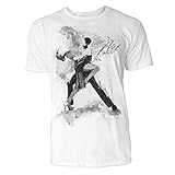 Tanzpaar Tango Sinus Art ® Herren T Shirt (Schwarz Weiss) Sportshirt Baumwolle